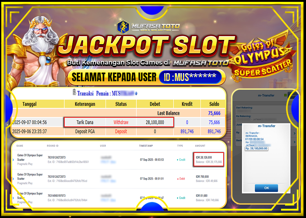 MUFASATOTO JACKPOT PRAGMATICPLAY Rp.28.100.000|LUNAS